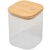 Pote Hermético Quadrado De Vidro Com Tampa De Bambu 845ml Porta Mantimento Pequeno Yoi